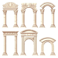 Ancient greek or roman arches white marble