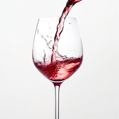 pouring wine into glass on a white background.