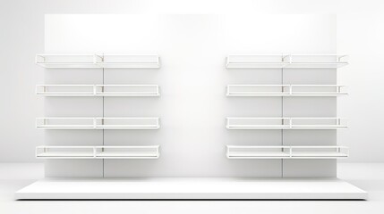 Front view emty shelf rack product display.