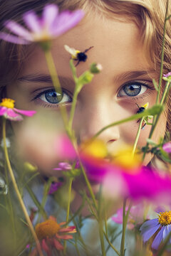 girl with flowers