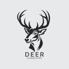 Poster black and white deer head logo in vector format. Perfect for clipart, silhouette designs, and impactful illustrations. Download now! © logopiks