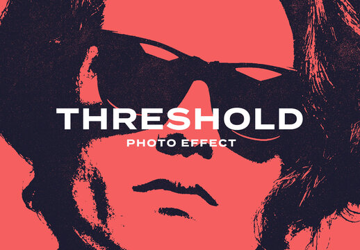 Threshold Halftone Screen Photo Effect Paper Texture Template Mockup Overlay Style