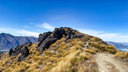 Mountain view from the summit of Isthmus Peak track at Lake Hawea