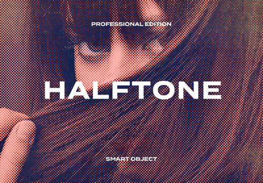 Halftone Retro Risograph Photo Effect Paper Texture Template Mockup Overlay Style