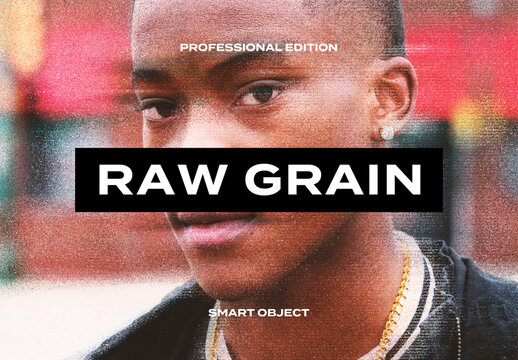 Raw Grain Risograph Photo Effect Paper Texture Template Mockup Overlay Style