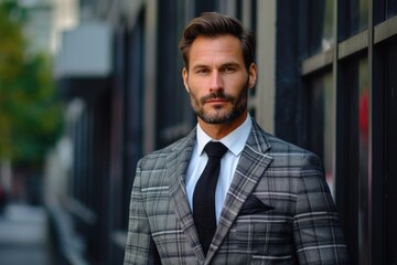 Handsome European man in a sharp suit and a dapper look