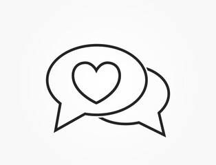 two chat bubbles with heart line icon. love and romantic symbol. vector element for valentines design