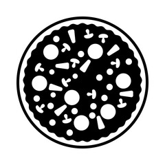 Top down view of a pizza or pizza pie for pizza shop concept in vector