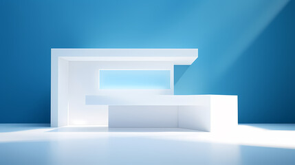 Simple product booth, podium, stage, product commercial photography background, cosmetics booth, 3D rendering