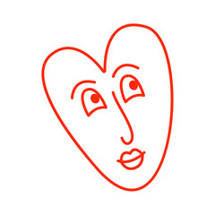 retro bright groovy heart with cute face