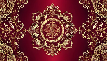 Illustration ornate floral pattern decorative dark red color for Presentations marketing, decks, ads, books covers, Digital interfaces, print design templates material, wedding invitation cards