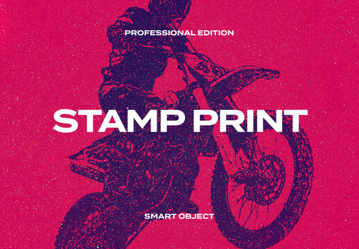 Stamp Risograph Halftone Photo Effect Paper Texture Template Mockup Overlay Style