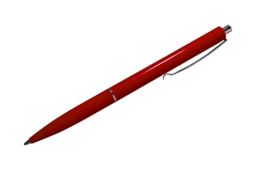 Red pen isolated on on transparent background in diagonal position.