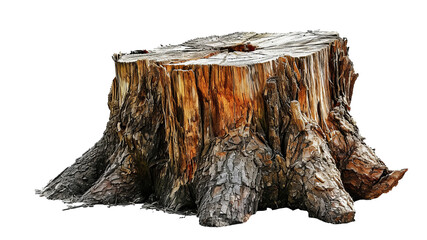Remains of a felled tree. Tree stump, cut out - stock png. - obrazy, fototapety, plakaty