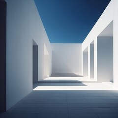 geometric shapes form white minimalist building exterior