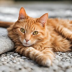 Closeup of Ginger Cat Lying down 