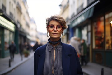Obraz premium portrait of a young woman with red glasses