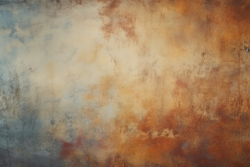 Abstract orange and blue textured background with a cloudy, smoky effect, artistic backdrop, vintage wall.