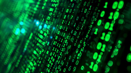 Green and Black Background With binary numbers