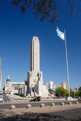 ROSARIO, ARGENTINA June 2023: Front view of the National Flag Monument located in the city of Rosario, Argentina. Monument to the flag. memorial monument