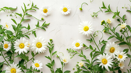 Bunch of Daisies on White Background, Natures Simple and Elegant Beauty in Full Bloom
