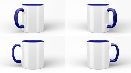 11oz two-tone mugs on isolated background.