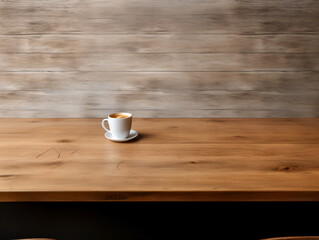 An artistic photo of a coffee cup on a wooden table