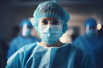 Female Surgeon in Mask in the Operating Room