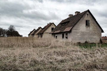 Abandoned depopulated town and houses in Poland in the village of Żukowice. Contaminated area near the Głog&oacute;w Copper Smelter