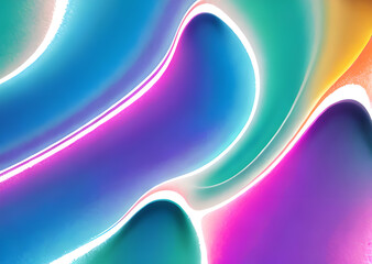 Rainbow wave multicolored,wallpaper background,blue waves artistic canvas pants pink streams silk.Art texture for cards poster design template,Generative AI