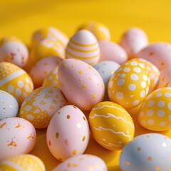 Fototapeta premium Easter egg holiday background. Easter eggs beautiful colors