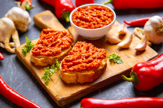 Ajvar, balkan pepper spread food