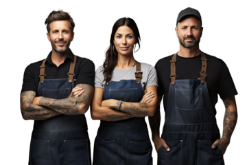 Female and Male Craftsman Team up, isolated on transparent background