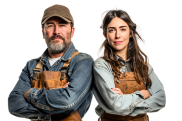 Female And Male Craftsman,  Team Isolated on Transparent Background