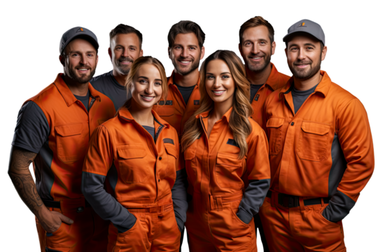 Female and Male Craftsman Team up, isolated on transparent background