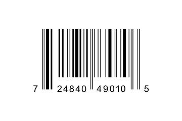 Barcode icon. Bar code label template isolated on white background. Visual data representation with product information. Vector graphic illustration