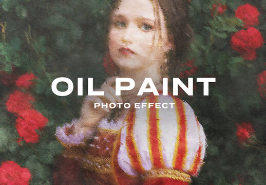 Oil Paint Painting Drawing Art Draw Photo Effect Paper Texture Template Mockup Overlay Style
