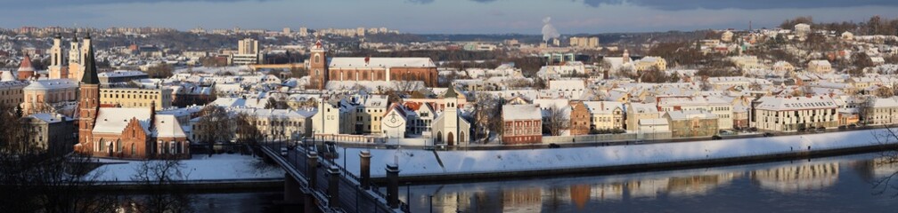 Obraz premium Kaunas Downtown Panorama In Winter