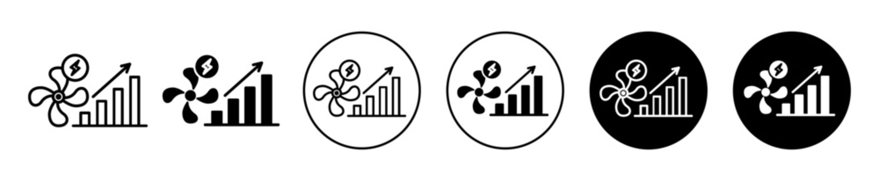 Fan power mode vector icon set collection. Fan power mode Outline flat Icon.