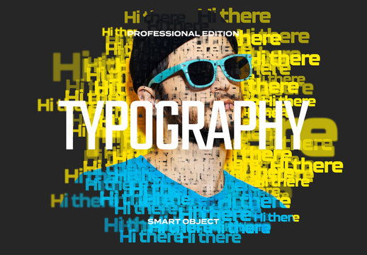Typography Lettering Poster Type Photo Effect Paper Texture Template Mockup Overlay Style
