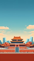 illustration of the forbidden city in beijing - obrazy, fototapety, plakaty