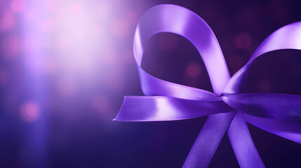 Close up of purple ribbon for International Women's Day