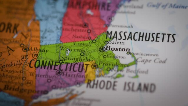 USA state map color contour Massachusetts MA