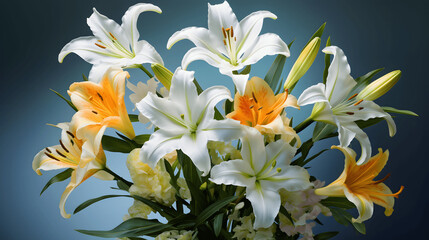 Fototapeta na wymiar Easter lilies and spring flowers symbolizing renewal