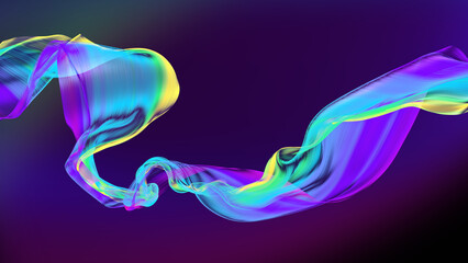 Fabric Flowing Cloth Wave, Waving Multicolor Silk Flying Textile, 3d render