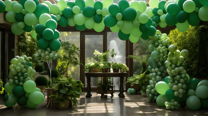 Green balloons at St. Patrick's Day party
