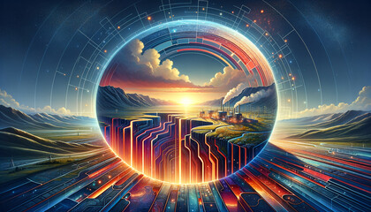 Cutting-edge geothermal technology blending with natures power in a futuristic interface.