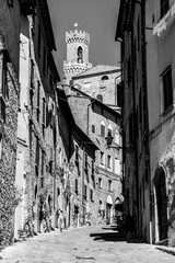 Via Porta all Arco in the historic center of Volterra, Italy