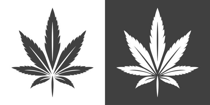 Cannabis Leave Icon. Hemp, Cannabis Leaf Silhouette, Flat Icon Closeup Isolated. Growing Medical Marijuana. Vector Illustration