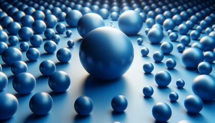  Large blue sphere standing out among smaller spheres